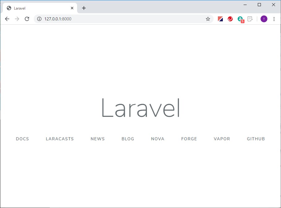PHP on Laravel用Webサーバのブラウザ表示を確認