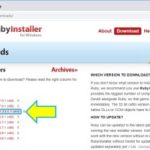 rubyInstallerの実行ファイルをダウンロードするイメージ