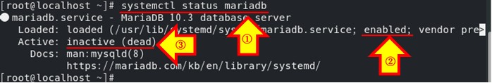 自動起動設定後のMariaDBの状態確認