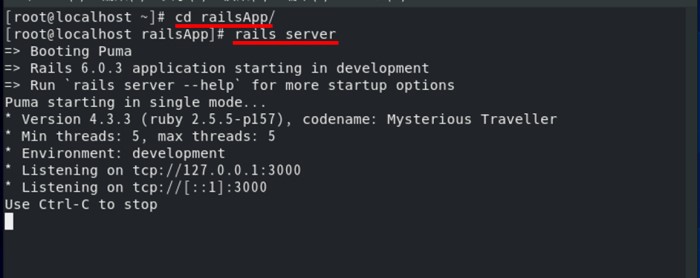 Ruby on Railsのアプリケーション用Webサーバを起動