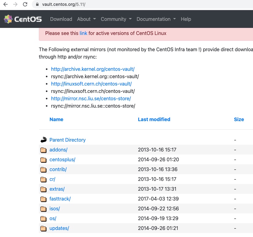 CentOS 5 の最終バージョンの配布一覧